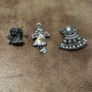 3 Silver Angel Broaches